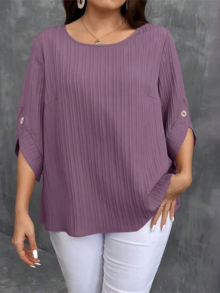 ZANZEA Elegant Blusas Women Autumn Solid Color Blouse 2025 Stylish O Neck Tops Fashion 3/4 Lantern Sleeve Casual Loose Tunics - Image 3