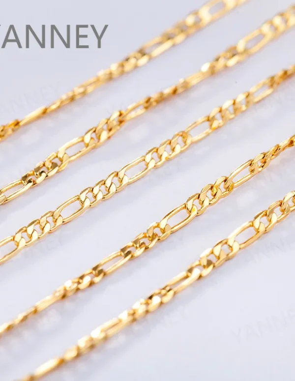 925 Silver 18K Gold 4mm Figaro Necklace Party Gift Christmas Ornaments for Men and Women