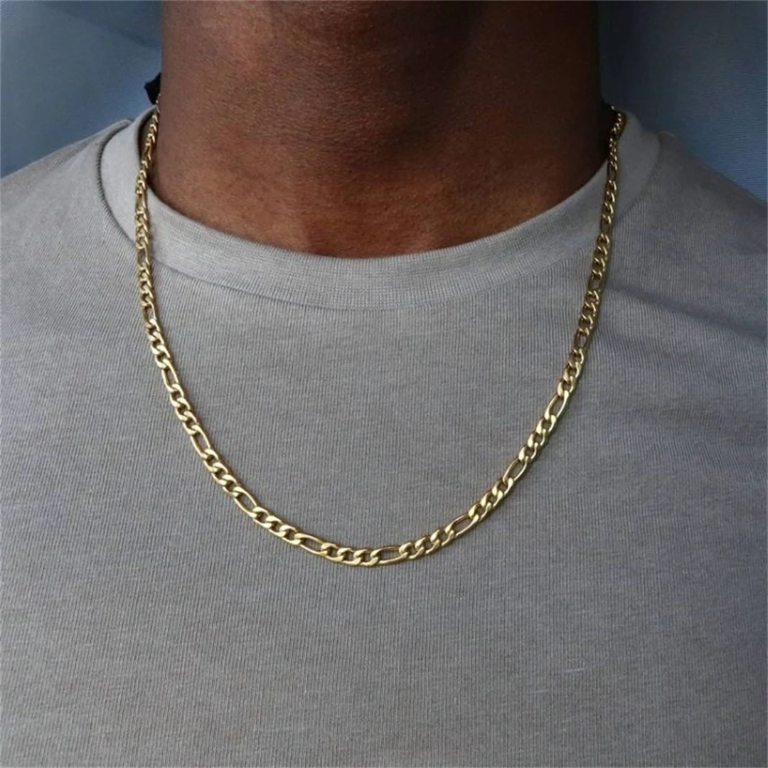 Fashion New Figaro Chain Necklace Men's Punk Silver Color Stainless Steel Long Necklace Men's Hip Hop Jewelry Gift - Image 2