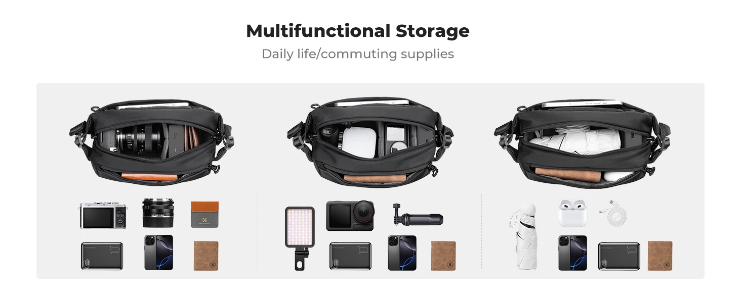 K&F CONCEPT 4L Camera Sling Bag Lightweight Travel Photography Shoulder Bag For Canon Sony DSLR SLR Camera Case Tripod Holder - Image 12
