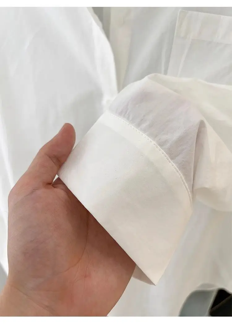 Solid Color Long Sleeve Women's Shirt with Pocket Loose Button Up Casual Blouse Woman 2026 New Spring Summer All-Match Shirt Top - Image 18