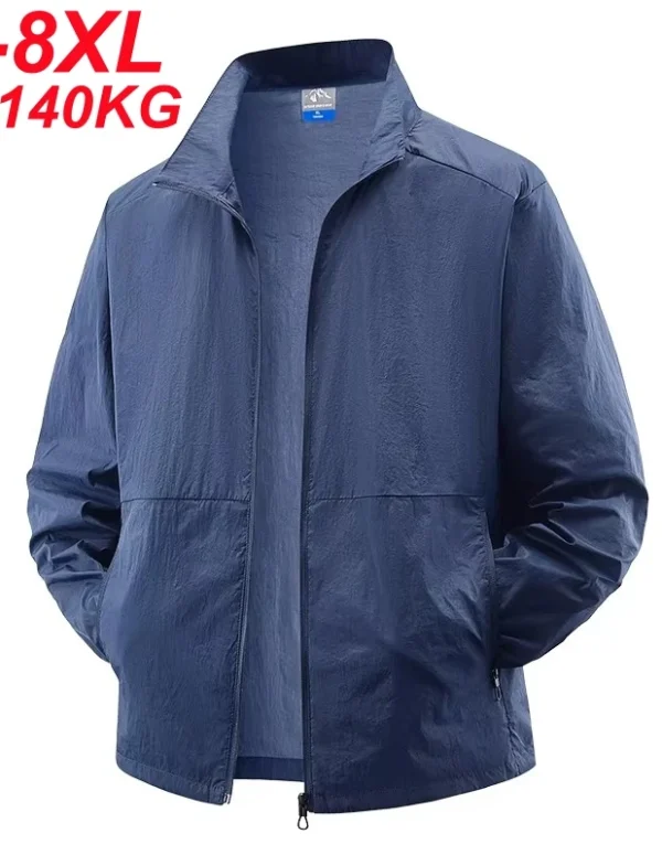 UPF50+ UV Protection Skin Coats Men Big Size 8XL 7XL 6XL Summer Windbreaker Lightweight Windshield Reflective UV Blocking Jacket