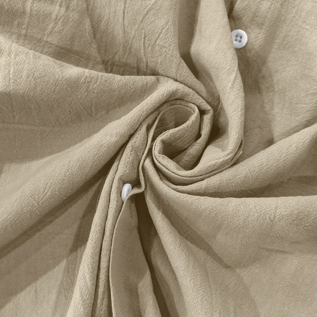 Men's Linen Mandarin Collar Shirt - Breathable Wrinkle-Free New Chinese Style with Pocket (Beige/Black/White, S-XXXL) Wholesale - Image 6