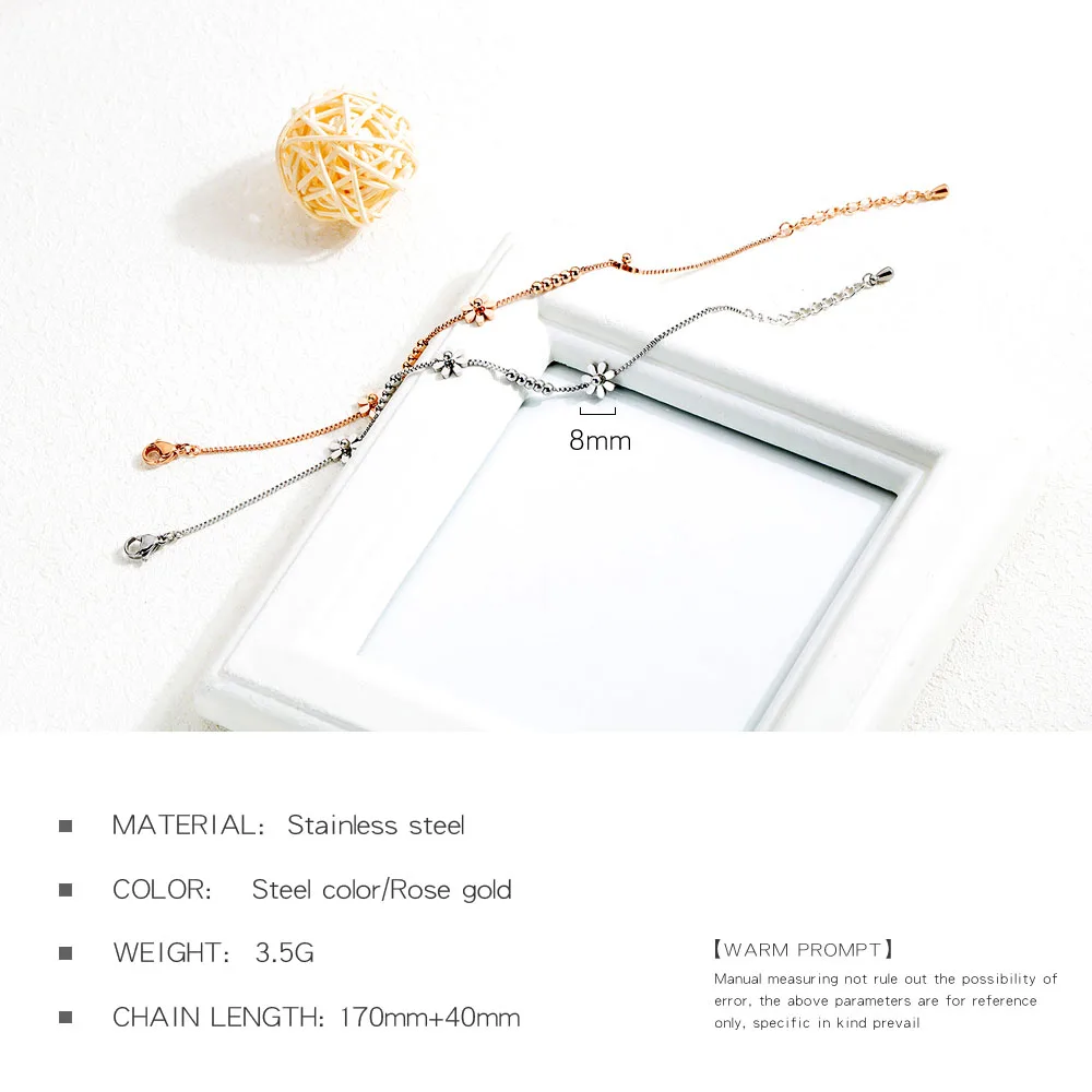 Lokaer Titanium Steel Rose Gold Plated Small Fresh Daisy Charm Bracelet Female Jewelry Trendy Chain & Link Bracelets B18196 - Image 16