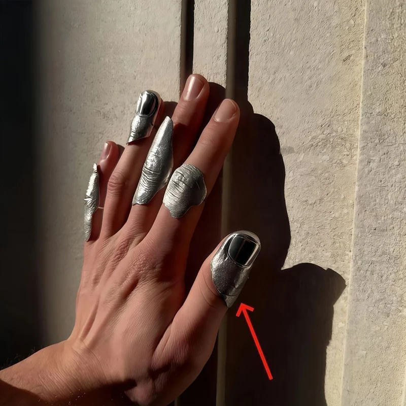 Irregular Pleated Knuckle Mental Ring Artistic Minimalist Niche Unique Exquisite Finger Ring Gifts Suitable For Men And Women - Image 13