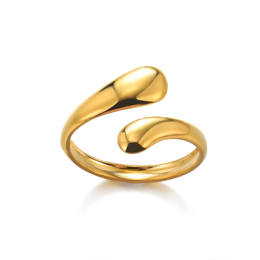 Minimalist Texture Stainless Steel Geometric Rings For Women Gold Color Opening Couple Ring Aesthetic Wedding Christmas Jewelry - Image 14