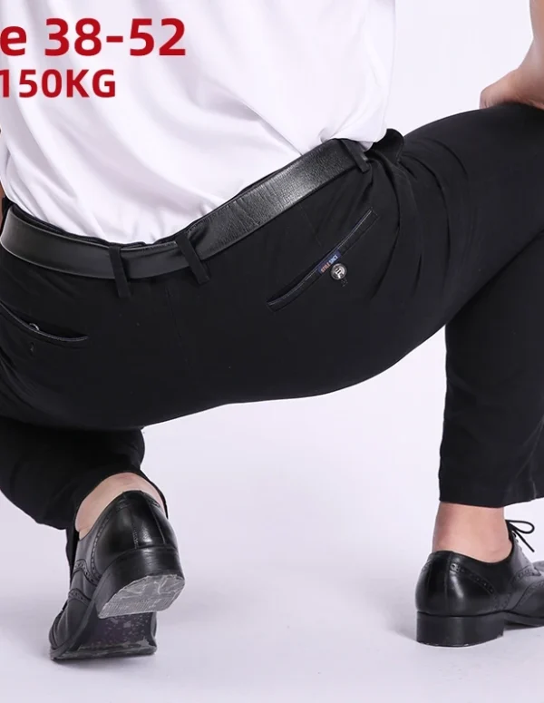 Plus Size 52 50 48 46 Breathable Casual Pants Men 100% Cotton Fabric Slim Chinos Male Business Straight Long Large Trousers
