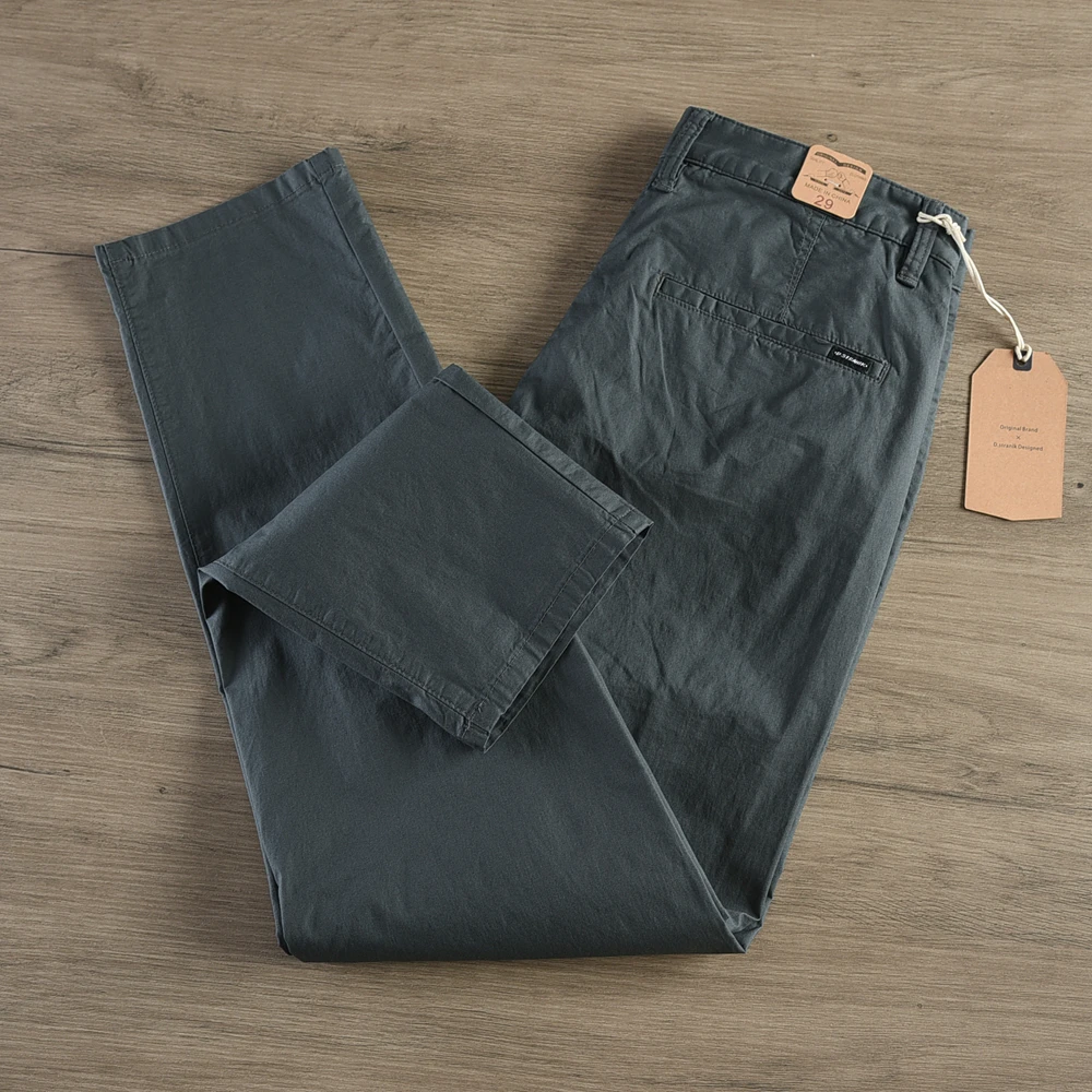 2024 Summer New American Thin Quick-drying Stretch Casual Pants Men's Simple 97% Cotton Slim CHINO Business Straight Trousers - Image 2