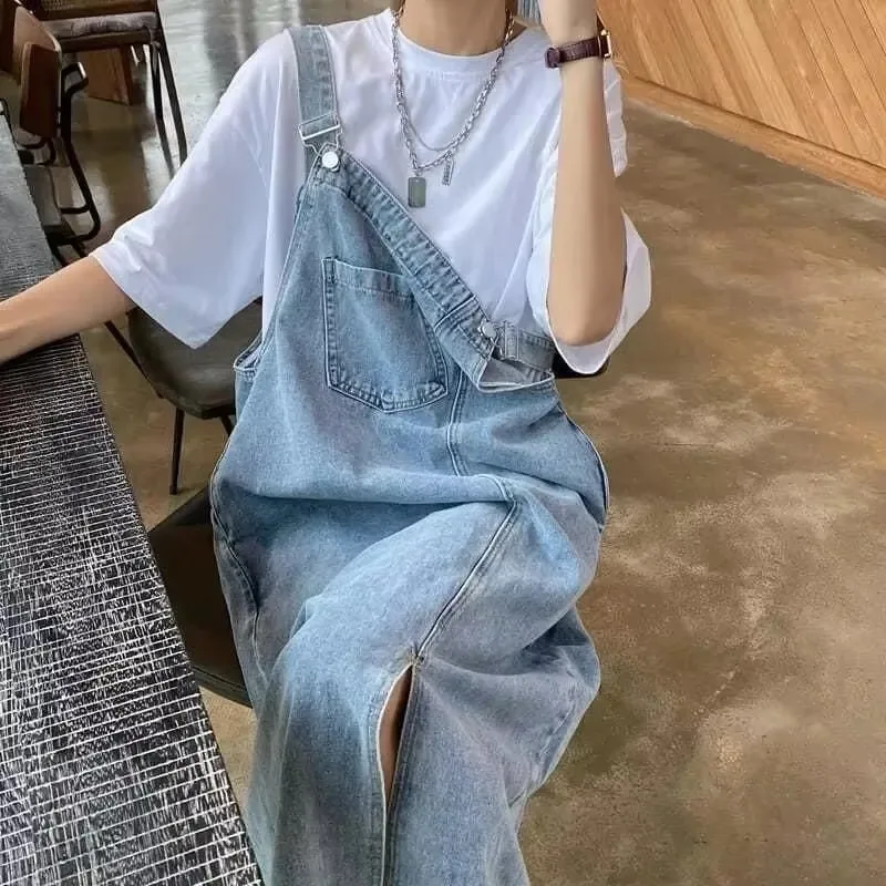 Spring Summer Denim Overall Dress Women Sleeveless Jeans Dresses Fashion Female Solid Slip Casual Loose Spaghetti Strap Dresses - Image 4