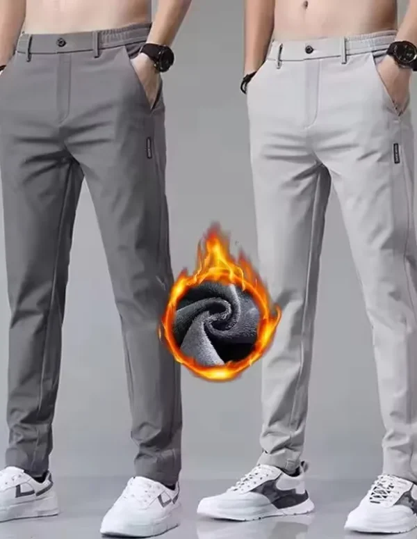 Winter velvet Casual Pants Men Thick Business Stretch Slim Elastic Waist Jogger Outdoors Korean Classic Fleece Trousers Male