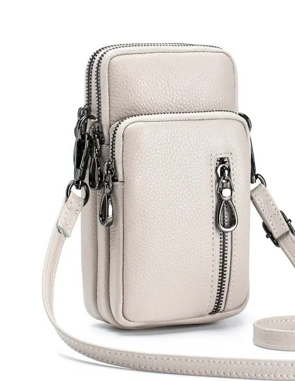 Lightweight Crossbody Messenger Bag, Women's Cow Leather Small Shoulder Purse, Multi Compartment Pocket, Vertical Phone Bag