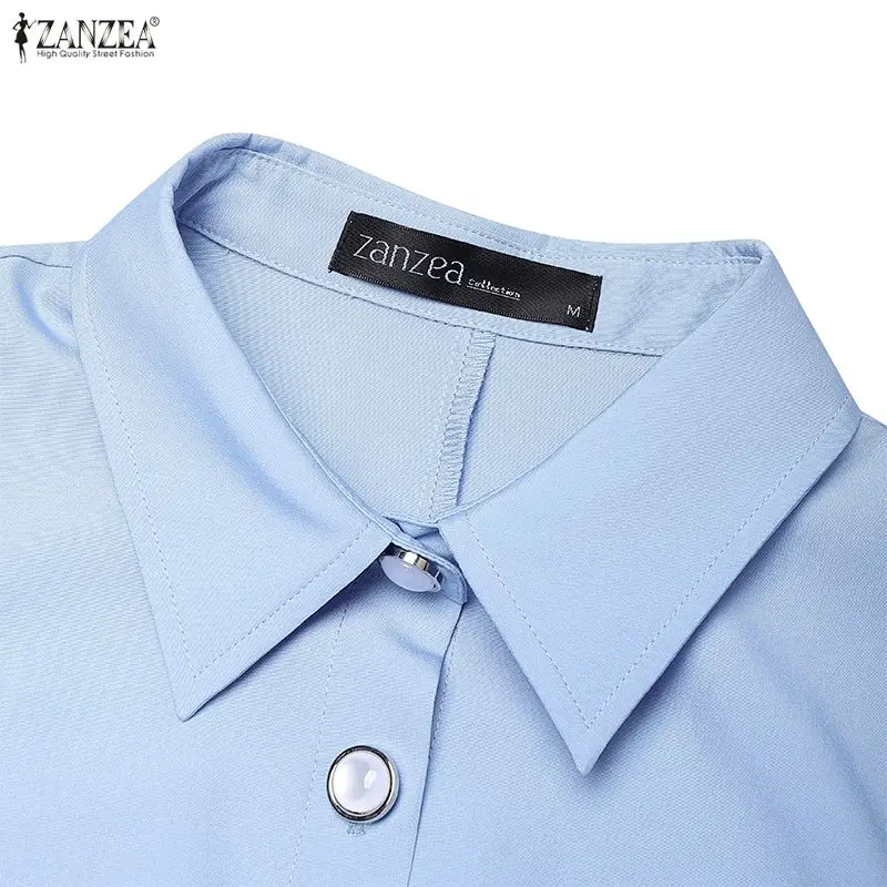 2026 ZANZEA Women Elegant Lapel Neck Long Sleeve Dress Spring Office Dresses Stylish A Line Waisted Party Sundress Holiday Robe - Image 19