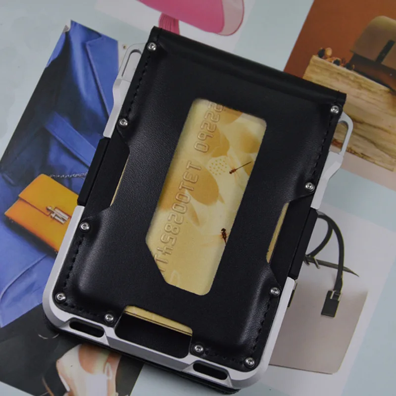 leather Credit Card Holder Wallets Men Brand Rfid Black brown Magic mutifunciton Slim Mini Wallet Small Money Bag Male Purses - Image 13