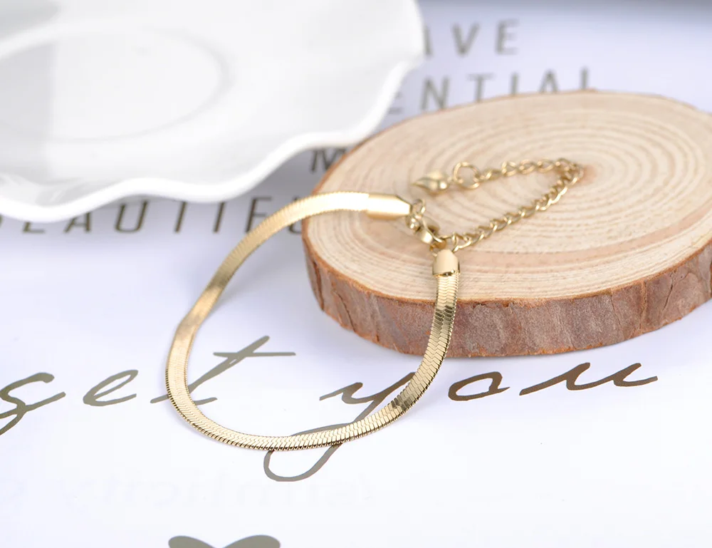 Lokaer Titanium Stainless Steel Snake Chain Thin Bracelets For Women Girls Rose Gold Plated Bohemia Party Blade Bracelet B18075 - Image 5