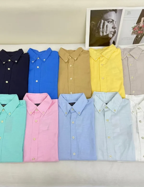 Long sleeved shirt for men and women Linen material unisex old money style solid color embroidered designer long shirt