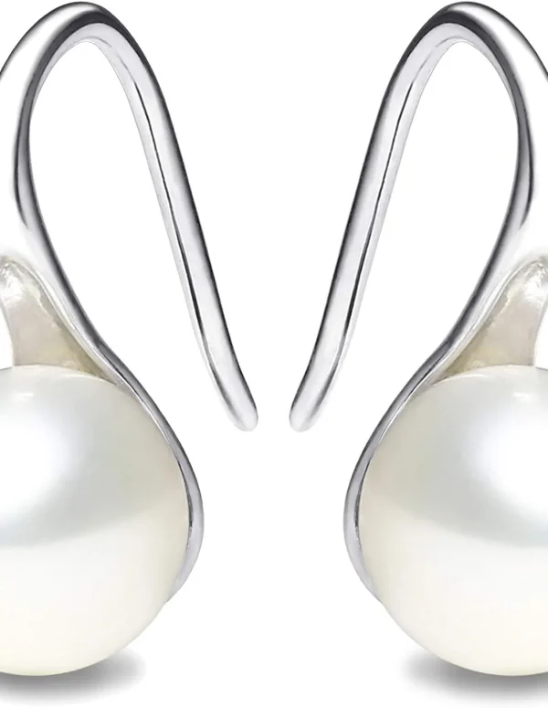 Silver Plated Gold Plated Hoop Handpicked AAA+ Quality White Freshwater Cultured Pearl Dangle Drop Earrings Jewelry for Women