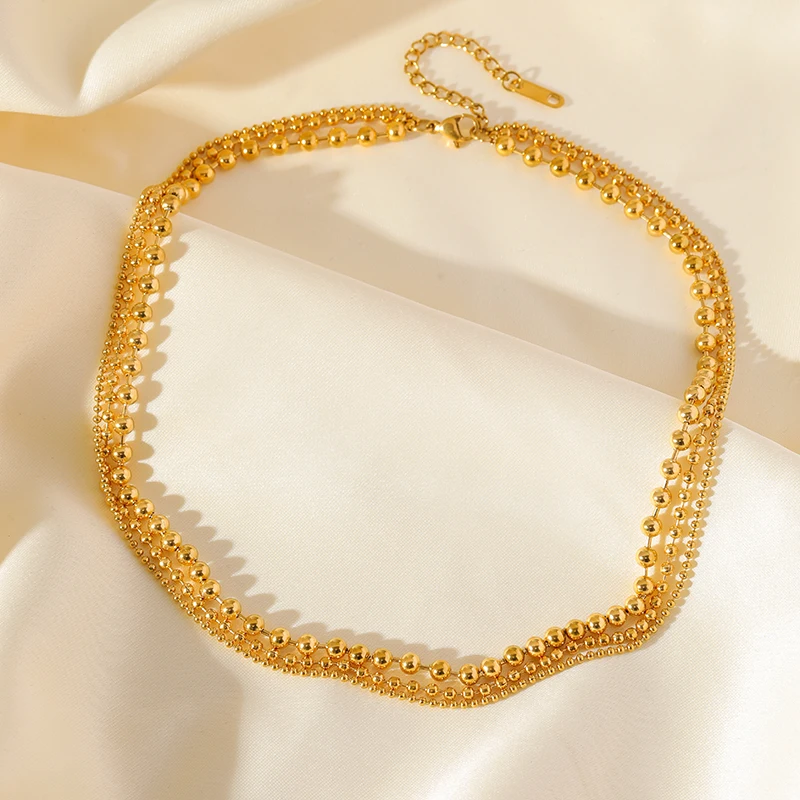 EILIECK 316L Stainless Steel Metal Multilayer Chain Necklace For Women Fashion 18K Gold Plated Collar Waterproof Jewelry Gift - Image 8