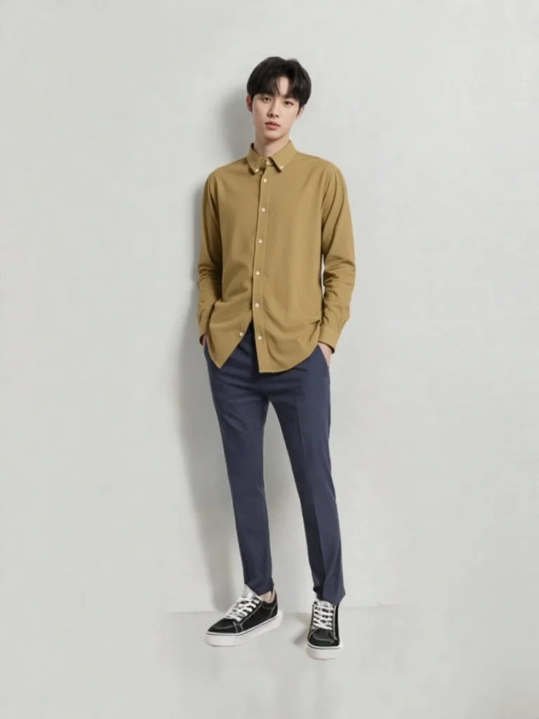 Long sleeved shirt for men and women Linen material unisex old money style solid color embroidered designer long shirt - Image 4