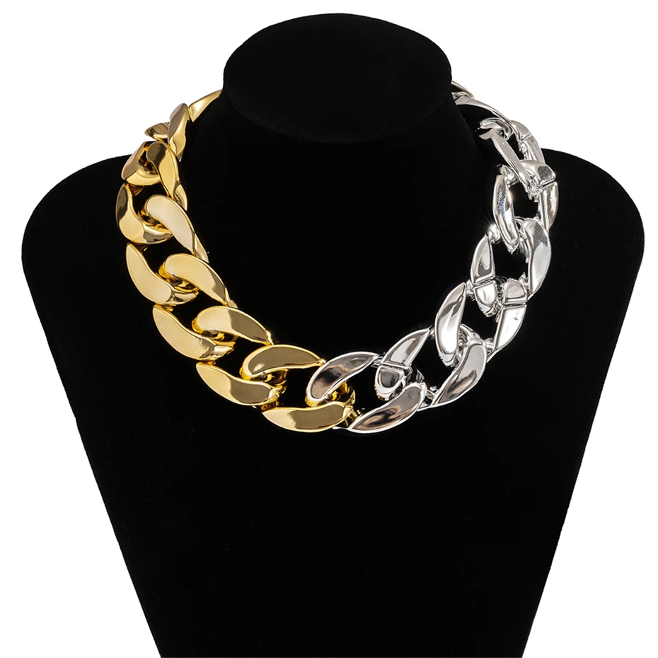 Lacteo Punk Multi Layered Gold Color Chain Choker Necklace Jewelry for Women Hip Hop Big Thick Chunky Clavicle Chain Necklace - Image 9