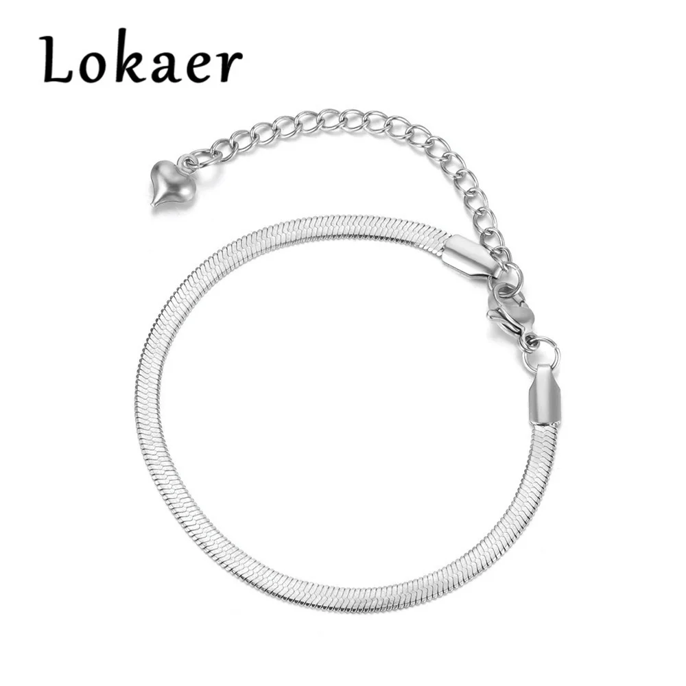 Lokaer Titanium Stainless Steel Snake Chain Thin Bracelets For Women Girls Rose Gold Plated Bohemia Party Blade Bracelet B18075 - Image 12