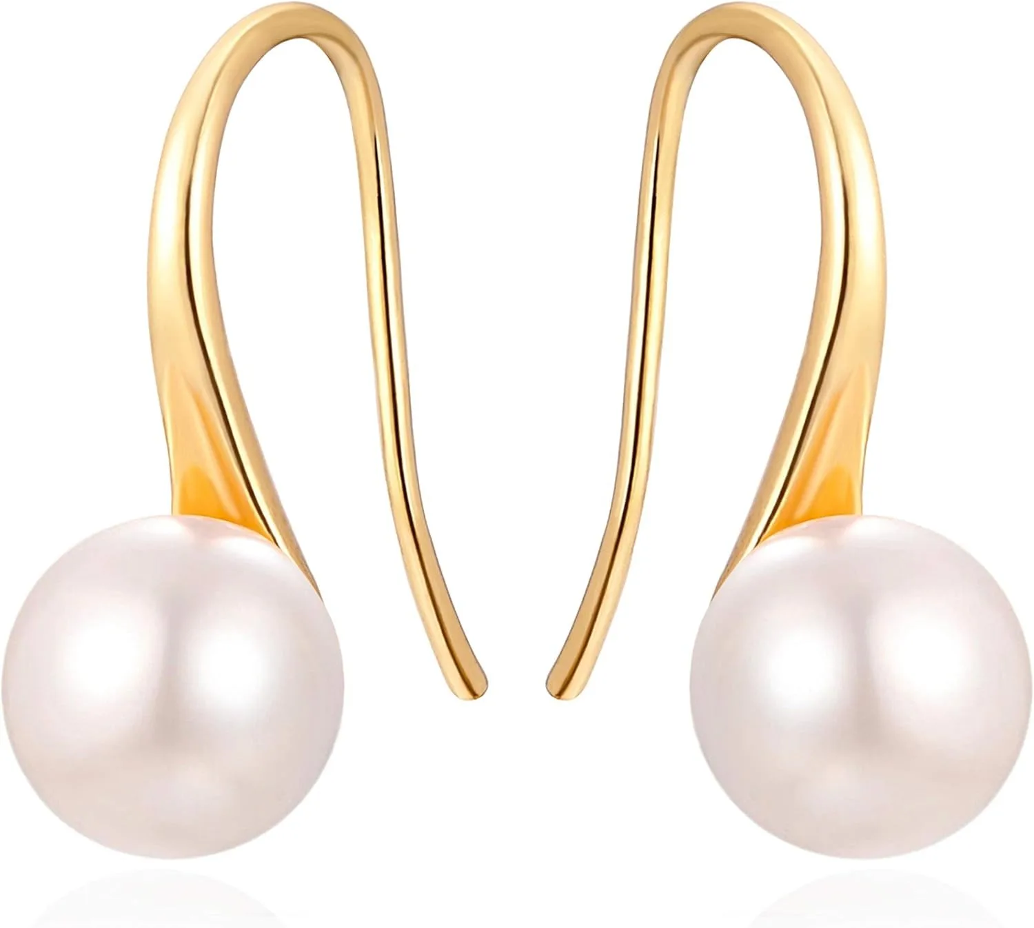 Silver Plated Gold Plated Hoop Handpicked AAA+ Quality White Freshwater Cultured Pearl Dangle Drop Earrings Jewelry for Women - Image 2