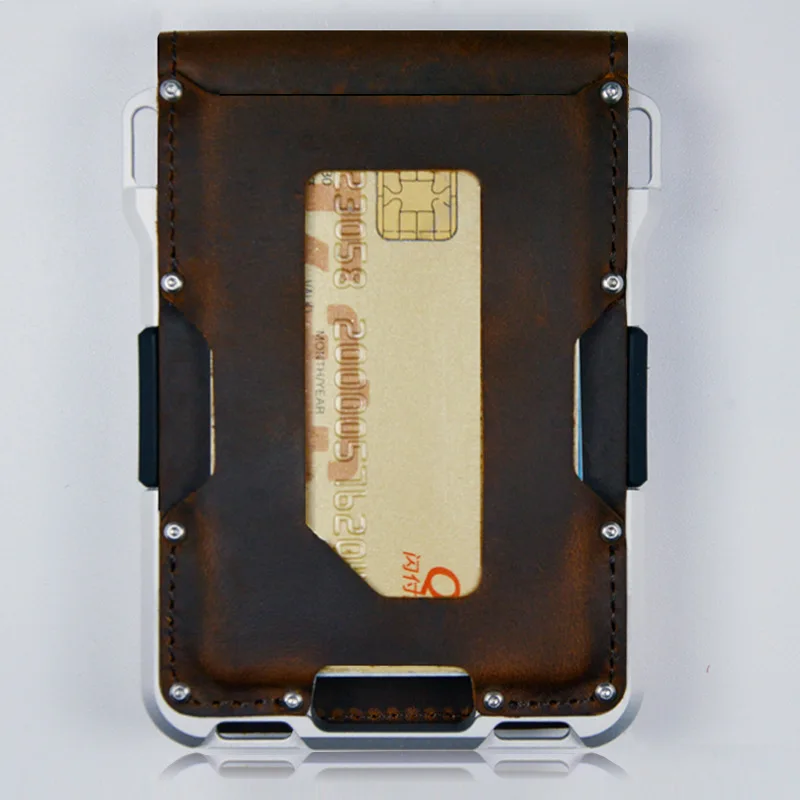 leather Credit Card Holder Wallets Men Brand Rfid Black brown Magic mutifunciton Slim Mini Wallet Small Money Bag Male Purses - Image 4