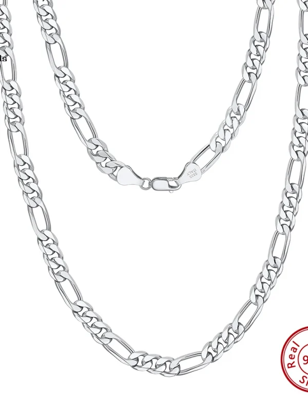 ORSA JEWELS Trendy Men Woman Figaro Chain Necklace 3.3/5/7mm Diamond-Cut Figaro Chain 925 Silver Jewelry Party Gift OSC34