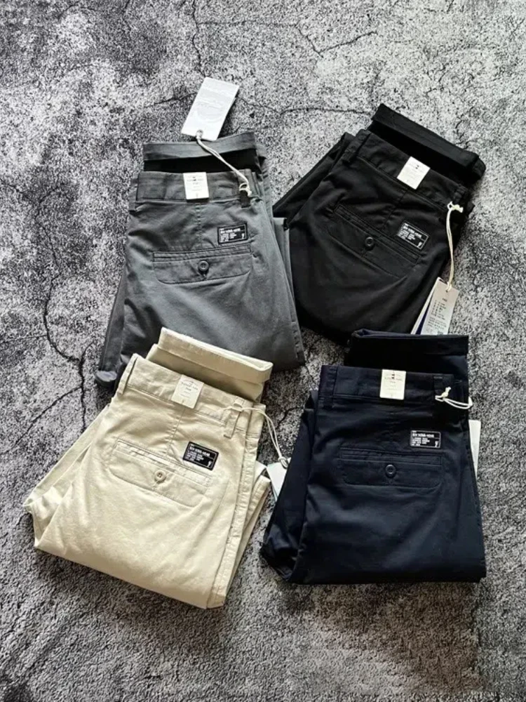 2025 Summer New American Retro Thin Micro Elasticity Casual Pants Men's Simple 98% Cotton Slim CHINO Business Straight Trousers - Image 6