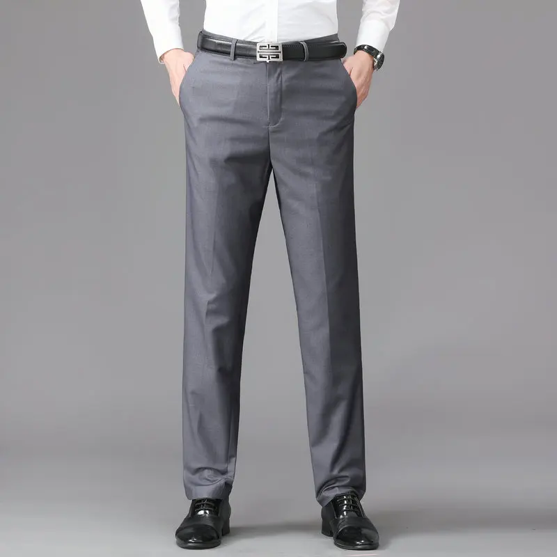 Spring Autumn Man Pant New Simple Solid Color Men Straight-leg Pants Button Slim Business Casual Versatile Man Suit Trousers - Image 4