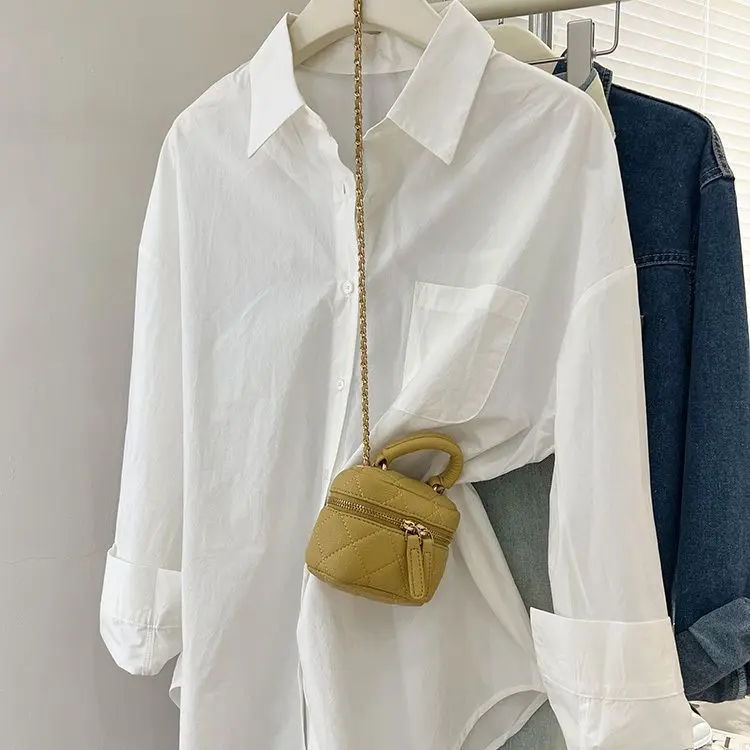 Solid Color Long Sleeve Women's Shirt with Pocket Loose Button Up Casual Blouse Woman 2026 New Spring Summer All-Match Shirt Top - Image 10