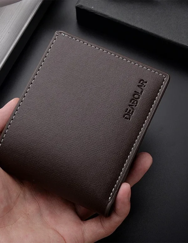 Slim Leather Wallet for Men Thin Bifold Credit Card Holder Minimalist Short Purse with ID Window