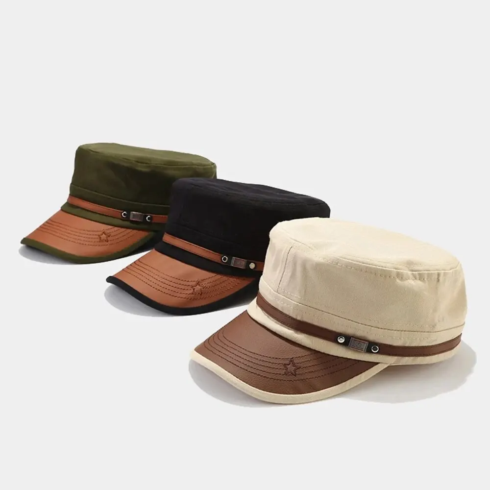 Casual Cadet Hat Man Flat Top Caps Fashion Cotton Visor Hats Summer Autumn Vintage Army Hats Adult Dad Hat Unisex Baseball Cap - Image 4