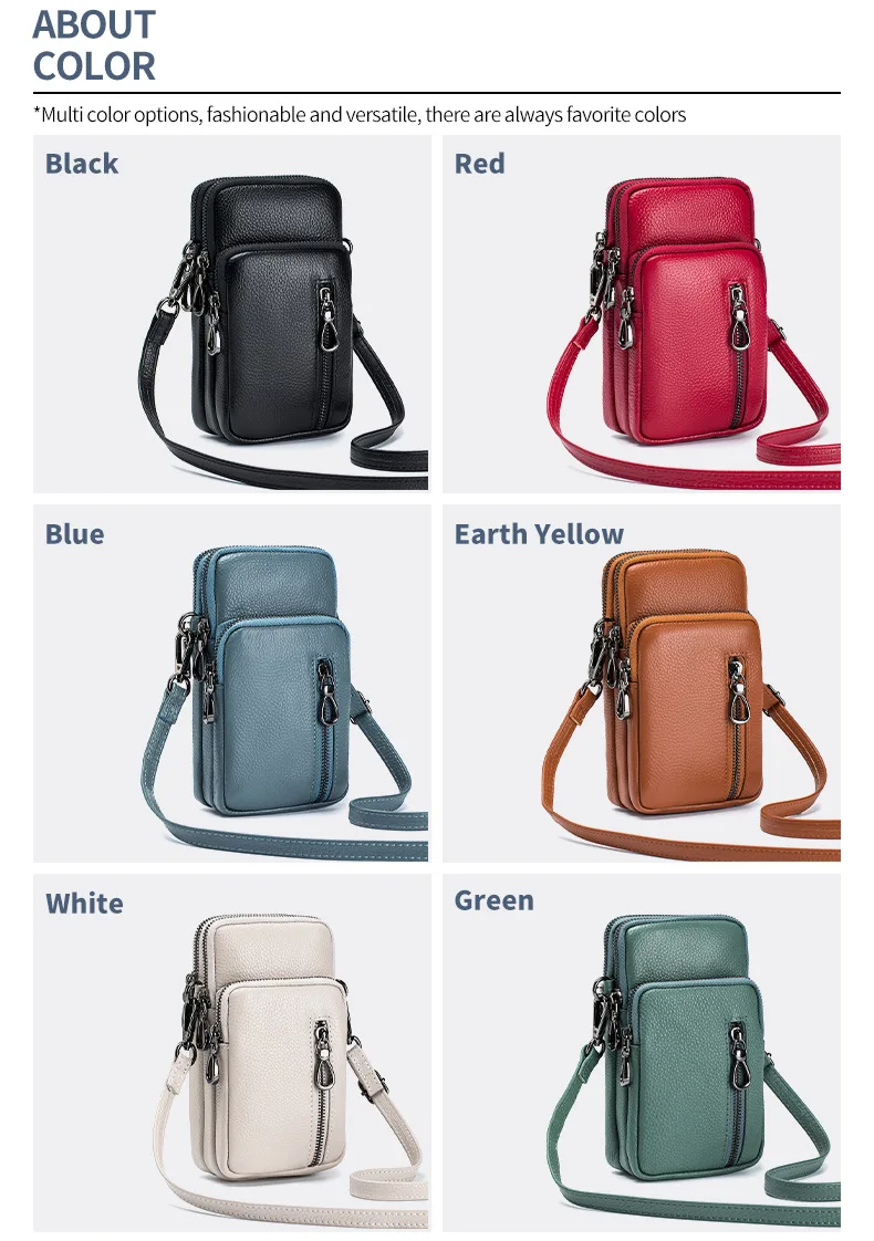 Lightweight Crossbody Messenger Bag, Women's Cow Leather Small Shoulder Purse, Multi Compartment Pocket, Vertical Phone Bag - Image 23