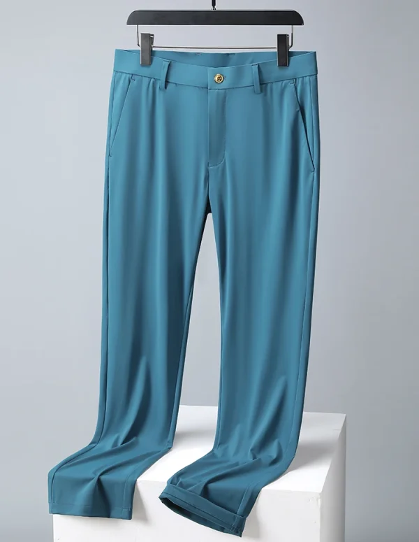 2022 New Summer Men Long Pants Breathable Stretched Spandex Nylon Slim Thin Chinos Male Business Formal Straight Suit Trousers