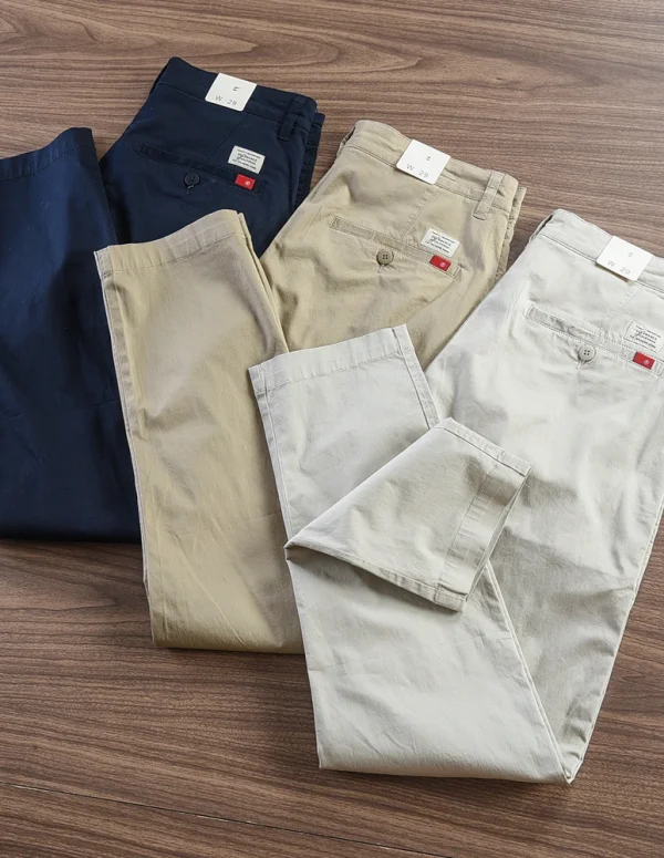 2024 Summer New American Retro Thin Micro Elasticity Casual Pants Men's Simple 97% Cotton Slim CHINO Business Straight Trousers