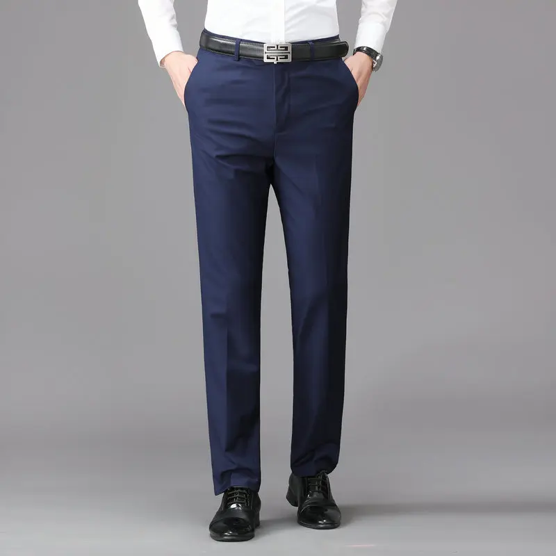Spring Autumn Man Pant New Simple Solid Color Men Straight-leg Pants Button Slim Business Casual Versatile Man Suit Trousers - Image 3