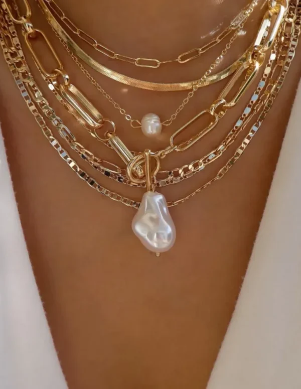 Vintage New Gold Color Multiple Styles Necklace For Women Boho Trendy Multi-Layer Crystal Pendant Necklaces Set Jewelry Gifts