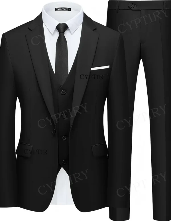 Elegant Men's Suit 3 Piece Fashion Lapel Single Breasted Groom Wedding Slim Fit Casual Version Business Suit For Man