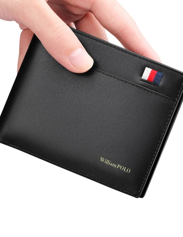 Genuine leather fashionable wallet, men's short high-end card holder, multi-functional personalized coin wallet, card bag