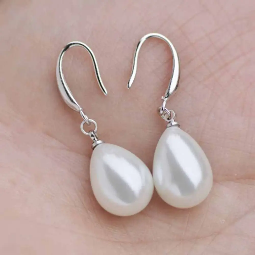 New Temperament Simple Water Drop Shape Simulation Freshwater Pearl Shell Beads Drop Earrings - Image 11