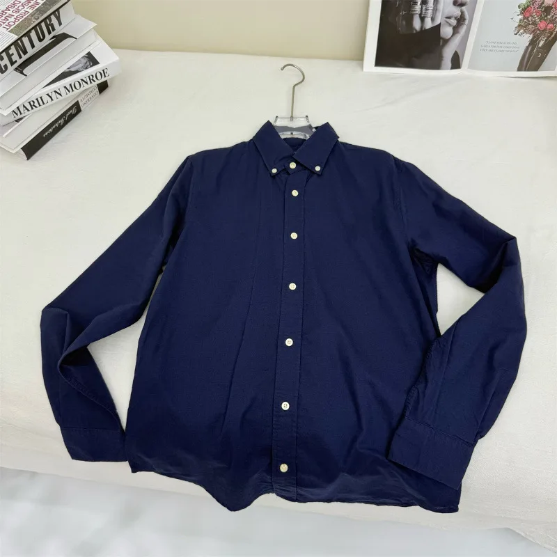 Long sleeved shirt for men and women Linen material unisex old money style solid color embroidered designer long shirt - Image 9