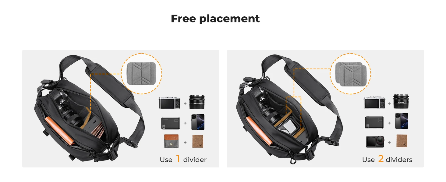 K&F CONCEPT 4L Camera Sling Bag Lightweight Travel Photography Shoulder Bag For Canon Sony DSLR SLR Camera Case Tripod Holder - Image 13