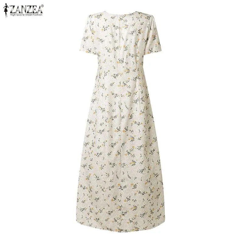 2026 ZANZEA Summer Floral Printed Dresses Women Elegant Casual Holiday Party Dress A Line Robe V Neck Short Sleeve Work Sundress - Image 20