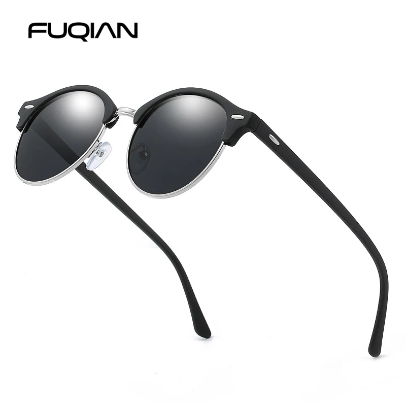 Classic Round Polarized Sunglasses Men Women Brand Designer Retro Half Frame Sun Glasses Vintage Driving Vacation Eyewear UV400