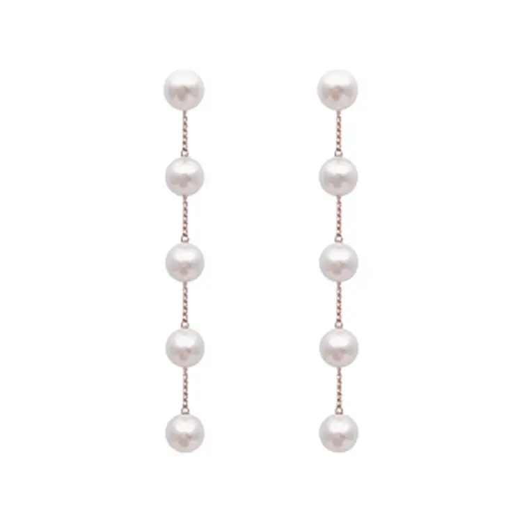 Fashion Pearl Long Earring For Women Cute Korean Crystal Rhinestone Chain Drop Earrings Bridal Wedding Party Jewelry Gifts 2024 - Image 5