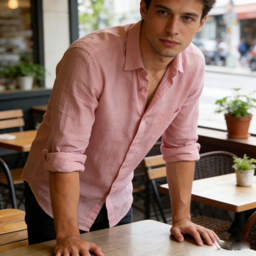 2026 Men's New Linen Long Sleeve Shirt Solid Color 3D Printed White Shirt Hawaiian Fishing Long Sleeve Soft Men's Fast Shipping - Image 3