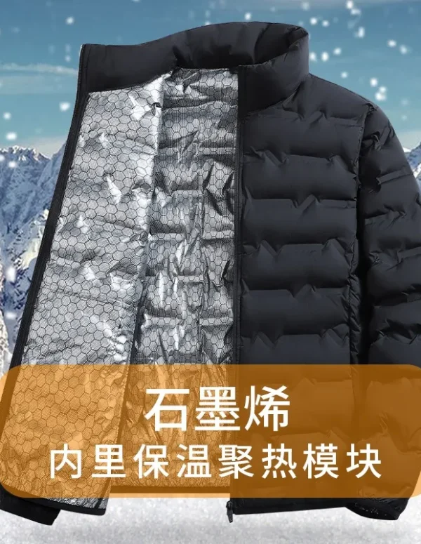 LEOSOXS-Men's outerwear made of graphene material, warm and casual, lightweight stand up collar, winter casual warm top