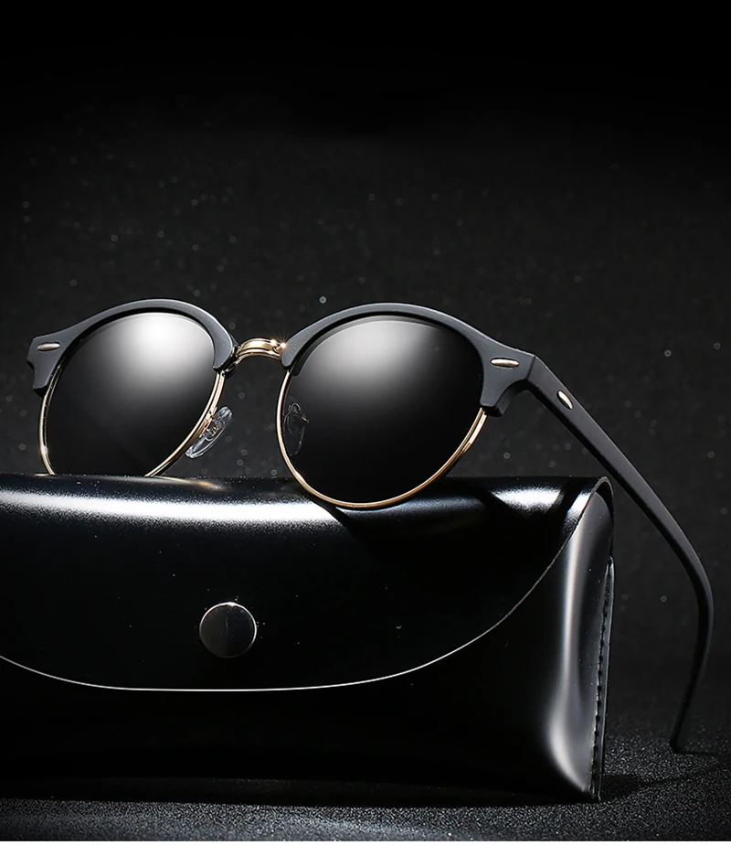 Classic Round Polarized Sunglasses Men Women Brand Designer Retro Half Frame Sun Glasses Vintage Driving Vacation Eyewear UV400 - Image 13