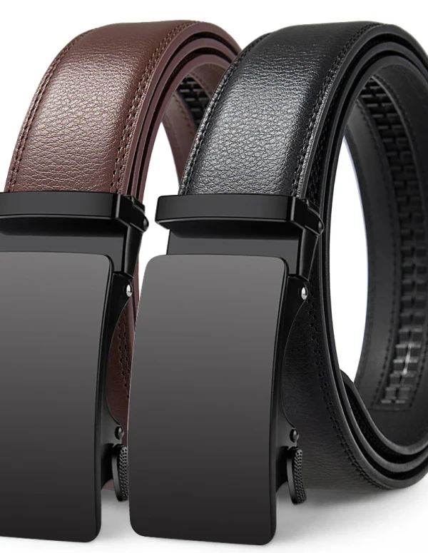 Automatic Buckle Belts for Men High Quality Brown/Black Genuine Leather Belts with Adjustable Ratchet Belt for Men