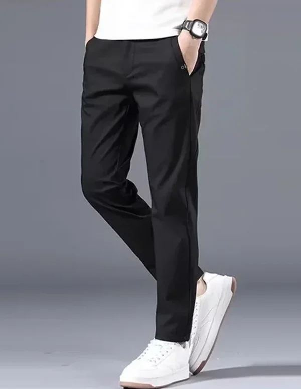 Summer Men's Slim Fit Thin Chino Pant Casual Flat Front Flex Classic Full Pants Middle Waist Man Trousers